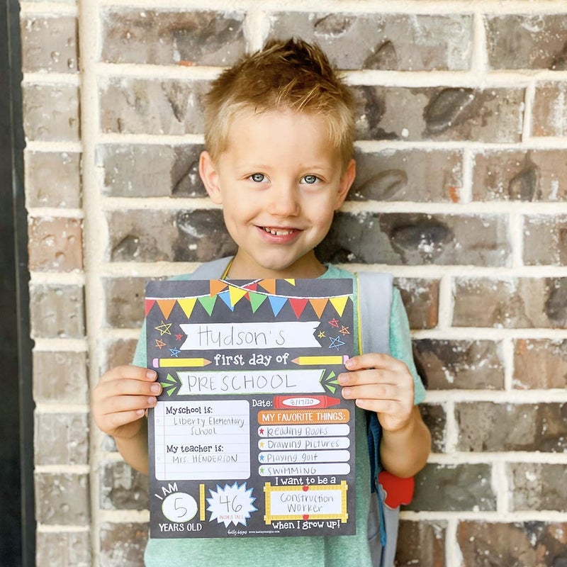 Hadley Designs First Day of School Board â€“ 10 Double-Sided First and Last Day Boards, 8x10 Back to School Photo Prop for Kids, Preschool, Kindergarten and Elementary, Fiesta Chalk Theme - Image 2